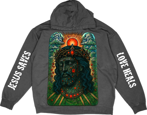 Jesus Saves Love Heals Hoodie – Faith Streetwear by Vegas Print Collective